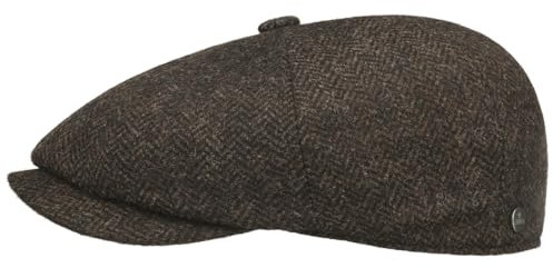 LIERYS Carlsen Wool Herringbone Flatcap Klassische Form Herren Fischgratmuster Made in EU Herbst Winter braun 61 cm