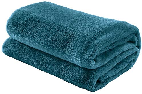 Erwin Müller Teddy-Fleece-Wohndecke Salerno, Fleece-Decke, Kuscheldecke Petrol Größe 150x200 cm - flauschig weich, pflegeleicht