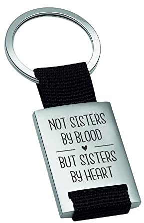 4youDesign PERSONALISIERT: Metall-SCHLÜSSELANHÄNGER -Not Sisters by Blood but Sisters by Heart- Geschenk für Freundin Weihnachten (Sisters by heart, mitGravur)
