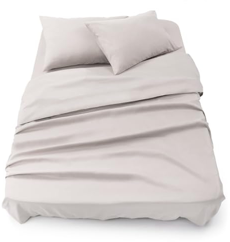 Blumtal® Bettlaken Set 3-teilig - Oeko-TEX zertifiziertes 3er Set - Spannbettlaken 180x200x30cm + Bettlaken ohne Gummizug 280x275cm + 2X Kissenbezug 50x80cm - Betttuch 180x200 cm - Moonlight Grey