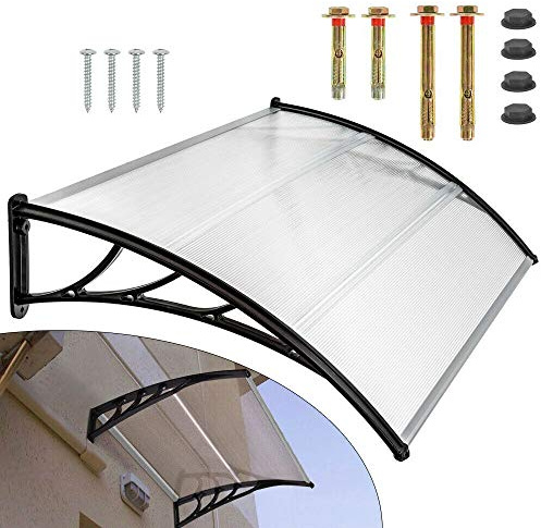 Marquesina para puerta de casa, 150 cm, curvada, translúcida, de aluminio y policarbonato para exteriores