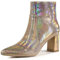 Allegra K Damen Stiefeletten mit spitzer Zehenpartie und klobigem Absatz Roségold 39