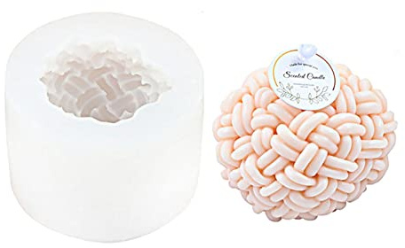 Q/A Wollknäuel Kerzenform - -Aromatherapie-Garnknäuel-Design, handgefertigte Formen zur Kerzenherstellung, Schokoladenform,Silikonformen für Strickwolle zur Herstellung von Schokolade, Kuchen, Zmky