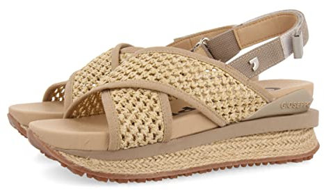 GIOSEPPO Sandalias Deportivas Beige con Corte de Rejilla en Rafia para Mujer rinxent