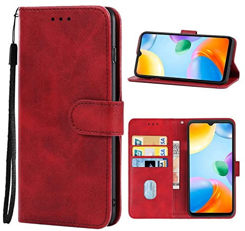 König Design Handyhülle kompatibel mit Xiaomi Redmi 10C Schutzhülle Case Cover Kartenfach Rot