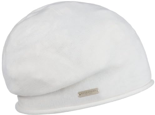Seeberger Rollrand Beanie Damenbeanie Damenmütze Mütze Strickmütze Damen/Kinder - Long Sommermütze Sommer Frühling-Sommer Herbst-Winter - One Size weiß