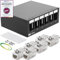 HB-DIGITAL Panneau de brassage réseau 6 ports 1 HE + 6 modules Keystone CAT 6a RJ45 femelle pour montage mural compatible avec câble de pose CAT 5e CAT 6 CAT 6a Ethernet LAN DSL noir