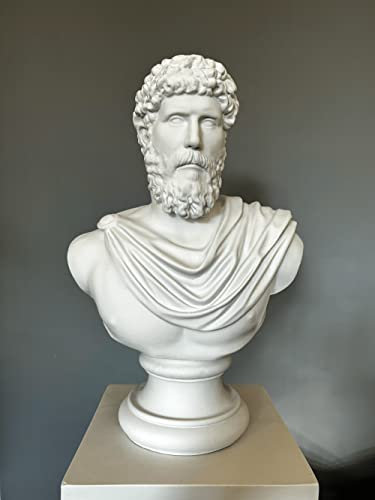 Generic Große Marcus Aurelius Büste Statue 45 cm Höhe x 30 cm Breite x 18 cm Tiefe, Polyester, Klassisch, Braun, Handgemacht, Büste, Zuhause, Büro