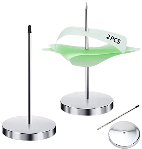 Heting-YQ 2 Piezas Tenedor de Factura Pincho Pincho para Notas de Acero Inoxidable Soporte para Recibos de Papel para Chequear Tickets