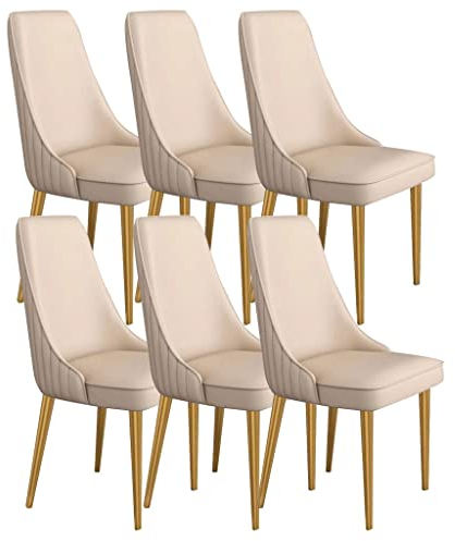 IIOCHA Küche und Esszimmer Stühle Esszimmerstühle 6er Set Mikrofaser Leder Ergonomischer Küchensitz Robuste Metallbeine Aus Karbonstahl (Color : Khaki)