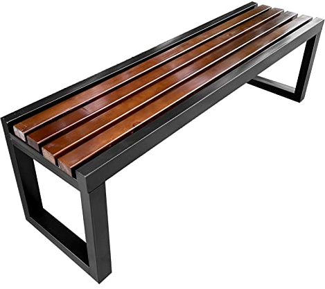 FVTVHEV Gartenbank Ohne Lehne, Robust und Wetterfest Wooden Garden Bench, 2-3-Sitzer Parkbank Terrassenbänke, Solid Wood + Metal, für Garten Veranda Hof Lawn 120cm D