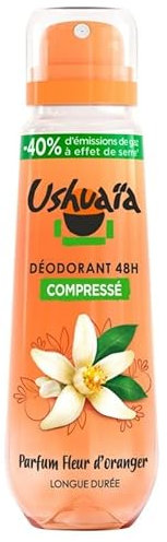 USHUAIA - Déodorant Compressé Fleur d'Oranger 100ml - Fraîcheur florale longue durée - Respecte votre peau - Format pratique et écologique - Lot De 3 - Vendu Par Lot