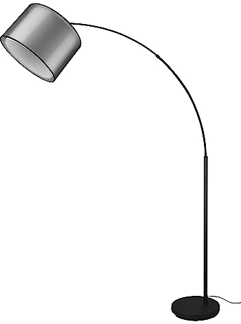 Trio Leuchten Stehleuchte Burton 411490132, Metall Schwarz matt, Schirm Stoff weiß, exkl. 1x E27
