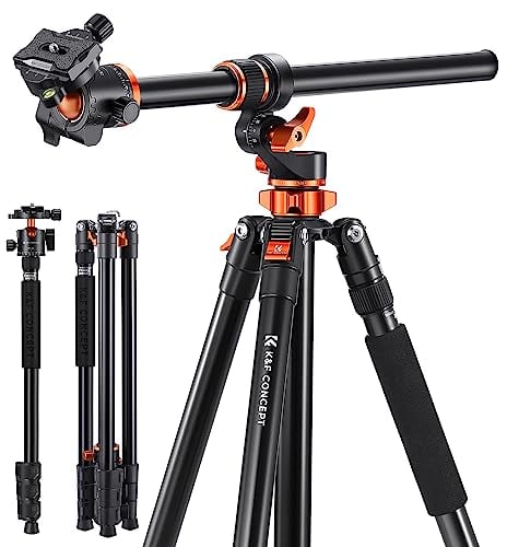 K&F Concept Treppiede per Fotocamera Monopiede, 230cm Treppiede per Video Reflex con Braccio Orizzontale, Treppiede Professionale in Alluminio, con 360° Testa a Sfera per Camera Canon DSLR
