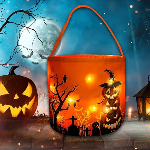 IWTBNOA Halloween Süßigkeiten Eimer, Handtasche für Süßes oder Saures, Kürbis Candy Tüten für Kinder, Geschenktasche für Party