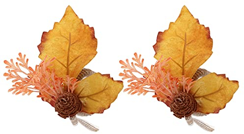 2Pcs Serviettenringe, Herbst Serviettenringe Ernte Kürbis Beere Ahornblätter Serviettenhalter, Herbst Thanksgiving Tuch Servietten, Serviettenringe Dekorative Simulation Blume Serviettenhalter für