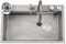 Lavello da cucina Lavello a vasca singola in acciaio inox 304/rubinetto Lavatrice pressurizzata Accessori per rifiuti Lavelli da cucina (75 * 46 * 22 cm/Grigio)