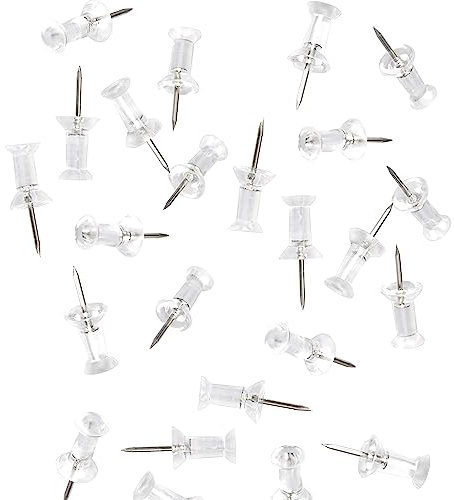 MUUZLL Pin, 200Pcs Clear Push Pins, 3/8-Inch Steel Tip & 1/2-Inch Plastic Tip, Heavy Duty, Rustproof, Minimalist Style, Perfect for School & Office Use