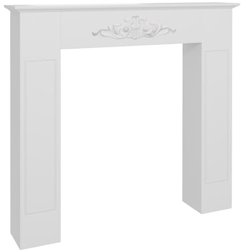 HOMCOM - Abrigo de chimenea (marco decorativo para chimenea, 101 x 19 x 100 cm), color blanco