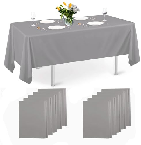 Tvvcalk 10 Stück Einweg Tischdecke Plastik Wasserdicht für Hochzeit, Party, Kindergeburtstag, Bierzeltgarnitur - 137 x 274 cm