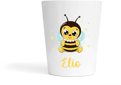 Gobelet Enfant Personnalisé Abeille – Gobelet Incassable 230ml Sans BPA – Tasse Prénom École ou Crèche – Cadeau Rentrée Scolaire Garçon ou Fille