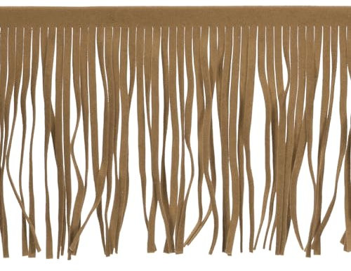 QUARKZMAN 1 Yard 4 Zoll PU-Leder Fransenband Doppelseitige Leder Nähen Quasten Fransen für DIY Nähen Kleid Handwerk Rock Dekoration, Grau Braun