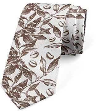 fifbird Mehrfarbige, moderne Herren-Krawatte, Taupe / Weiß, Einheitsgröße