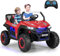 GYMAX Kids Electric UTV, 2-Seater 12V Battery Powered Toy Car with Remote Control, Lights, Bluetooth, MP3, USB, FM, High/Low Speed & Suspension Spring, Children Ride on Car for 3-8 Years Old (Red)
