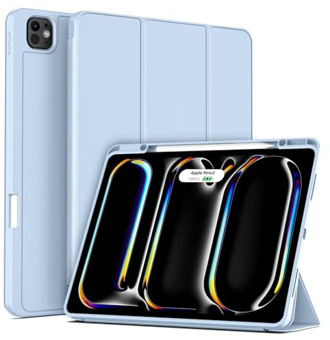 SZPSGC Étui pour iPad Pro 13 pouces M4 2024 7ème génération avec porte-stylo, coque arrière en TPU coque de protection prend en charge Apple Pencil Pro/USB-C pour iPad Pro 13, veille/sommeil