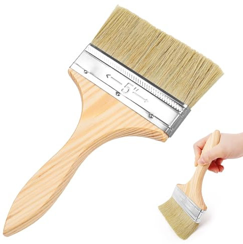 TNOMSNO Pinceau Plat, Pinceau en Soie Pinceau de Surface Pinceau Nettoyage, 120 mm Pinceau Large Peinture pour Meubles, Mur, Clôture, Marron