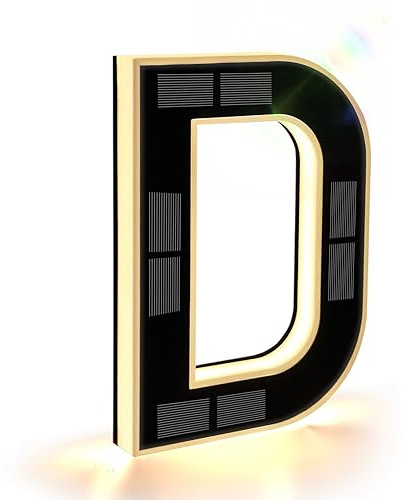 ISUNMEA 9 Inch Solar Lighted House Numbers for Outside, Light Up Waterproof LED Address Numbers Signs for Houses, Large Personalized Illuminated Exterior Modern House Numbers Light (D-Black, 9IN)