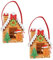 Filz Weihnachts Geschenktasche Lebkuchenhaus 2er Set - 21 x 17 cm - Deko Tasche im Knusperhäuschen Design - Weihnachten Advent Nikolaus Wichtel Geschenk Tasche mit Lebkuchenmann