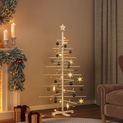 IKAYAA Weihnachtsbaum Holz für Dekorationen, Tannenbaum Holz, Künstlich Weihnachtsbaum, Platzsparend, DIY Dekoration, Weihnachtsbaum Tanne 150 cm