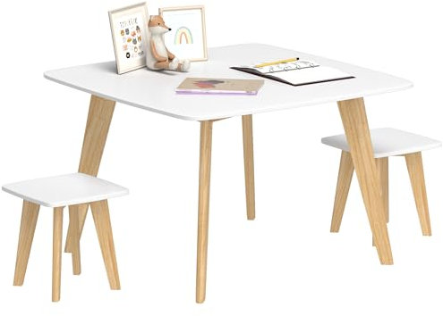 AIYAPLAY Kindertisch mit 2 Stühlen, 3-teiliges Set aus Kindertisch und Stühlen, Aktivitäten- und Spieltisch mit Stühlen für Spielzimmer, Schlafzimmer und Kindergarten, Jungen und Mädchen von 3 bis 8