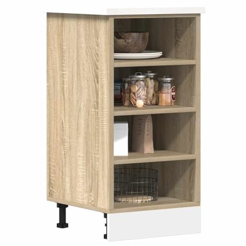 WIFESE Unterschrank Küchenunterschrank Küche Organizer Geräumiger Küchenschrank mit Viel Stauraum Aufbewahrungsschrank Sonoma-Eiche 40x44,5x81,5 cm Holzwerkstoff