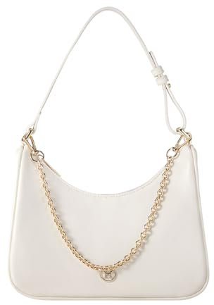 VICTORIA HYDE Unterarmtasche Damen Kleine Schultertasche Schwarz Handtasche Crossbody Leder Shoulder Bag (Weiß)