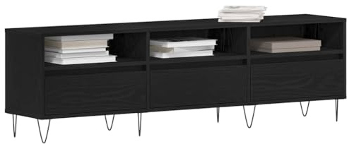 vidaXL TV-Schränk 150 x 30 x 44,5 cm Schwarz Eichen-Optik | Moderner Look, der in jede Einrichtung passt, Sechs Regale für einfache Organisation,