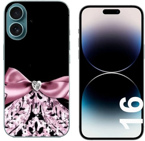 Generico Cover compatibile con Cover Apple Iphone 16 Fiocco rosa/Gel di silicone morbido TPU
