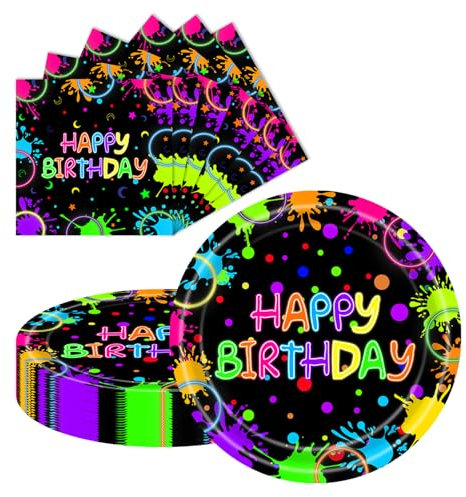 LDFDRT 9 inch Party Paper Plates 20pcs and Napkins 20pcs for Dinner Cake Dessert Paper Tableware Plates Party Supplies for Birthday Holiday Wedding Baby Shower Decorations (Birthday)