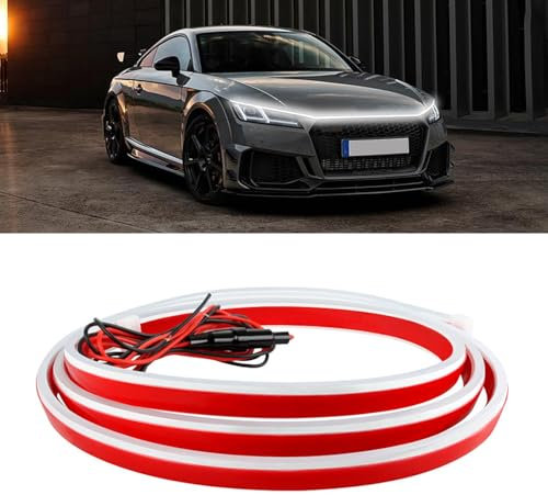 DREAMOTOR LED Tagfahrlicht, 180 cm, flexibel, wasserdicht, Motorhauben-Lichtleiste, universell, 12 V, dynamisches Scan-Start-Up-Hoodbeam-Kit, Lichtleiste unter der Motorhaube für Autos, LKWs, SUV