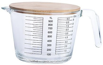 VICASKY High Temp Resistant Egg Cup Measuring Cup Scale for Baking Microwave Safe Glass Lid Handle