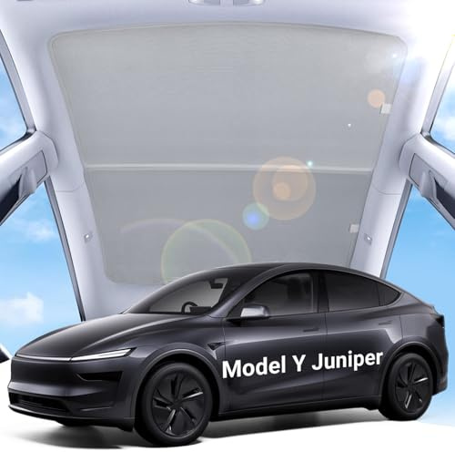 iXTRA Tesla Model Y Juniper Sunshade Roof 2026, Foldable Glass Roof Sun Shade, No Sagging & No Gaps, Magnetic Fit, Heat-Resistant, Grey Interior Accessories