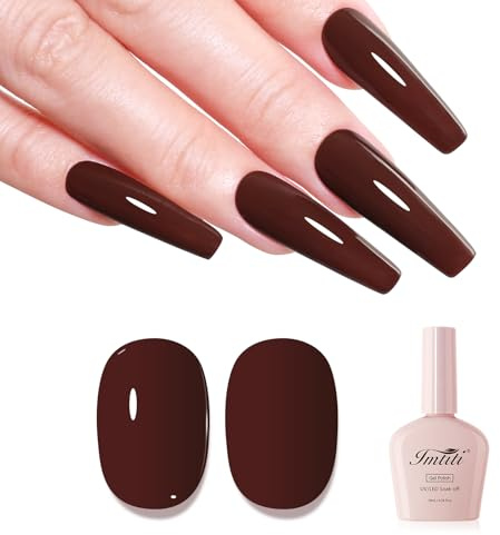 Imtiti Brown Gel Nail Polish, Dark Brown Gel Polish Autumn Winter Soak Off LED UV High Gloss Art Manicure Salon DIY Design 10ml