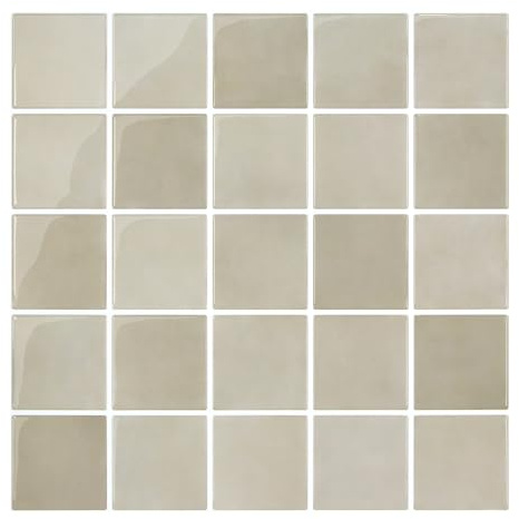COMSTICKC Più Spessa Piastrelle Adesive Cucina Marrone Chiaro -1, 10 Pezzi 30,5 x 30,5 cm, Adesivi per Piastrelle Bagno, Murali 3D Cucina Decorativi, Impermeabili, Spessore 2,5 mm