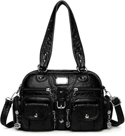 Myhozee Handtasche Damen Mittelgroß PU Leder Umhängetasche Damen Tasche Praktisch Tote Bag City Bag Handtaschen für Damen Schultertasche Uni Tasche