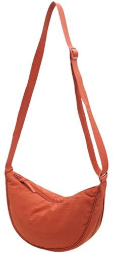 YUESIKJ Damen Halbmond Crossbody Umhängetasche, Beige, Grau, Burgunderrot, Orange, Olivgrün, Zitronengelb, Schwarz, Altblau, Hobo Halfmoon Bag, für Reisen & Alltag