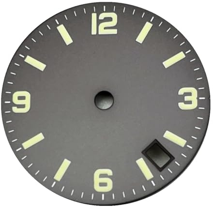 Saharuse 1pc Sterile 28,6mm Uhr Zifferblatt Schwarz/Blau 3,8 Datum Fenster Grün Leuchtende Automatische Bewegung Zubehör Teile(Style 3)