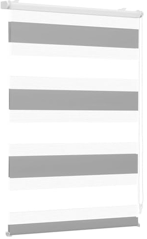 Sekey Doppelrollo Klemmfix ohne Bohren für Fenster, Zweifarbig Doppelrollo 70 cm breit, Duo Rollo Jalousie Sonnenschutz, 70x210cm, Weiß & Grau