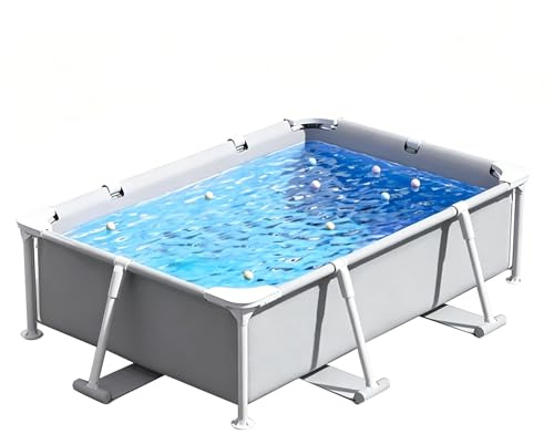 Easnuroz Piscina Rectangular Con Estructura Metálica 120-400 Cm Piscina Con Estructura Para Exteriores Piscina Elevada Con Estructura Piscina Con Estructura De Acero Y Paredes Laterales(259*170*61cm)