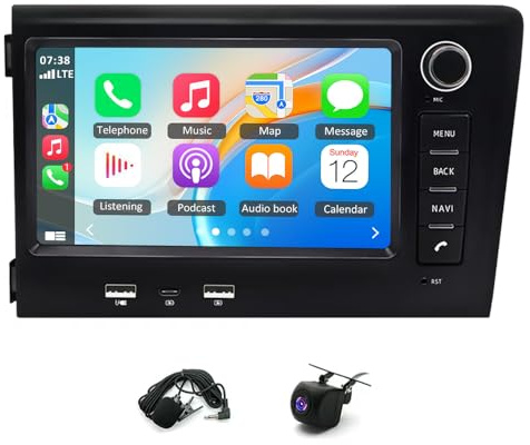 2 Din Bluetooth Autoradio mit Bildschirm für Volvo V70 2001 2002 2003 2004 | 7 Zoll Android 14 Autoradio mit Wireless Carplay und Android Auto, GPS Navi, FM/RDS, Lenkradsteuerung, Rückfahrkamera, 2G+32G